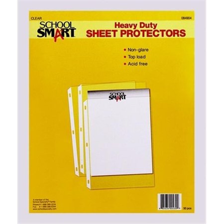 SCHOOL SMART School Smart 084904 Non-Glare Reinforced Sheet Protector; Pack Of 50 84904